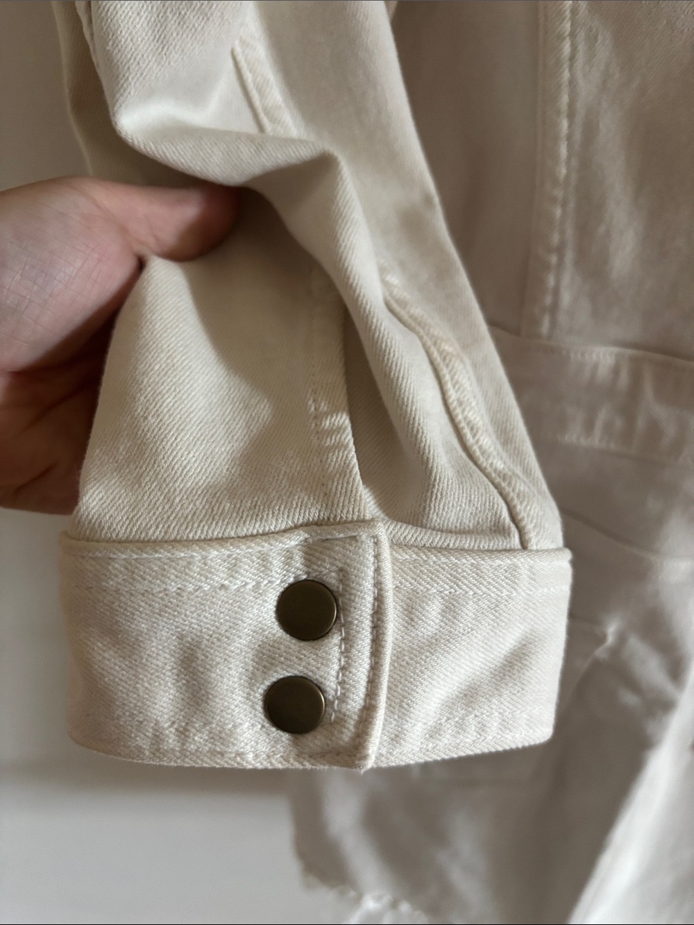 MOTHER Cream Denim Mini Dress- Button Front - Picture 4 of 10